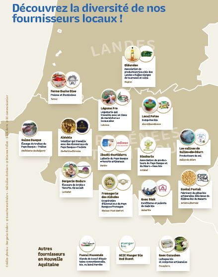 Carte des fournisseurs locaux du restaurant solidaire Eole